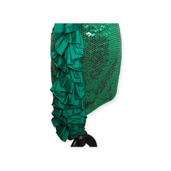 Vintage Alyce Designs Green Sequin Asymmetrical Dress Size 10 - Picture 4 of 16